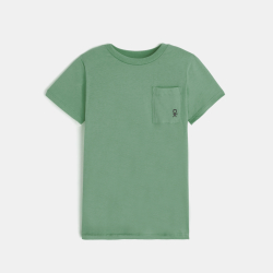 تيشيرت سادة بأكمام قصيرة باللون الأخضر للأولاد